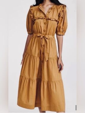 Sea New York Rumi Tiered Midi Dress, Bronze, Women’s Small